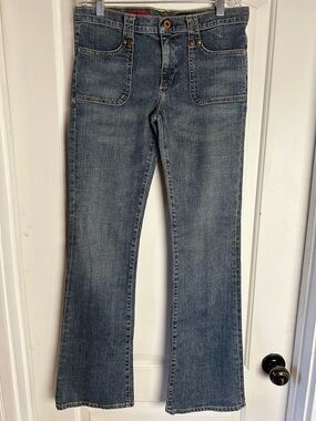 AG Adriano Goldschmied Women's The Logic Blue Denim Flare Leg Jeans